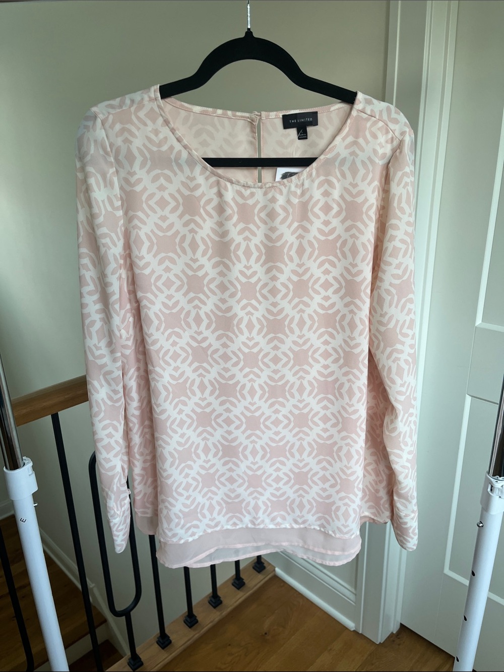 The Limited Blush Pink Geometric Long-Sleeve Blouse